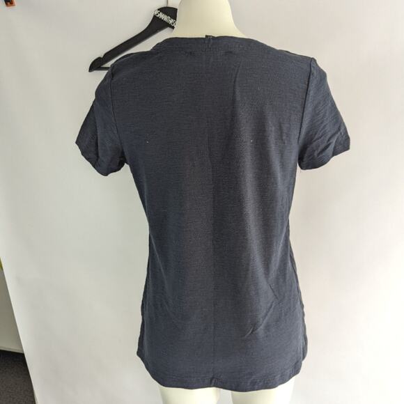 Tommy Hilfiger Navy Blue Lace Front Slub Knit Tee shirt Sz Medium - Picture 3 of 3